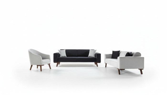 Luksusowy Zestaw sofowy trzyosobowy 3+3+1 Siedziba Materiał Sofa Fotel Włókienniczy styl