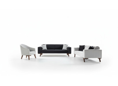 Luksusowy Zestaw sofowy trzyosobowy 3+3+1 Siedziba Materiał Sofa Fotel Włókienniczy styl