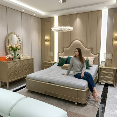 Sypialnia Design Zestaw łóżko Ustawić łóżko 2x Stolik nocny 3-częściowy. Meble kompletne