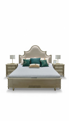 Design Podwójne łóżko hotelowe Sypialnia Drewno Meble Łóżko Podkładka Drewno 180x200 Nowość
