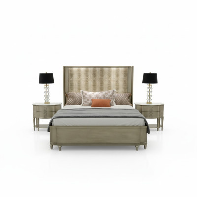 Łóżko Podkładka Design Luksusowe łóżko podwójne Sypialnia Drewno Crocco Style Design Nowość