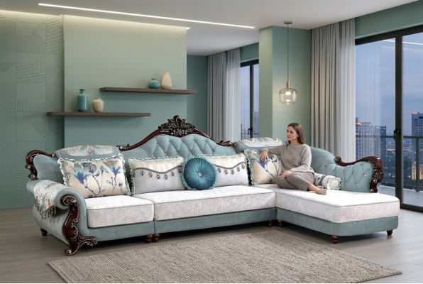 Klasyczna kanapa włókiennicza Chesterfield Narożnikowa kanapa Poduszka narożna Podkładka Sofa