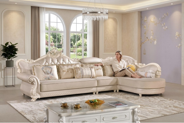Chesterfield Narożnikowa kanapa Sofa Kanapa Podkładka Meble Baroque Rokoko Materiał Skóra