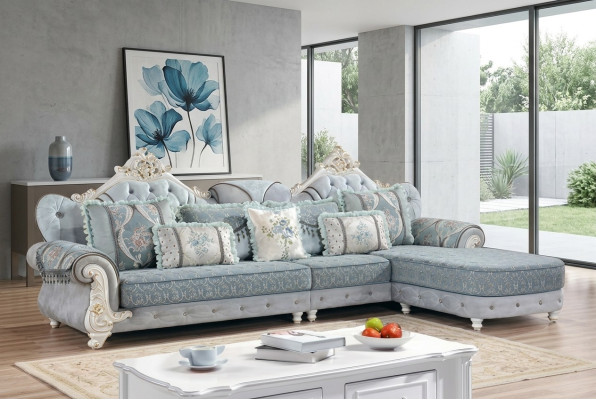 Narożnikowa kanapa Włókienniczy Luksusowa Sofa Żywy krajobraz Blue Couches Meble