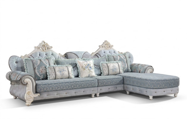 Narożnikowa kanapa Włókienniczy Luksusowa Sofa Żywy krajobraz Blue Couches Meble