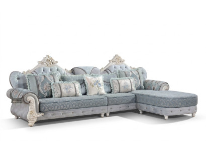 Narożnikowa kanapa Włókienniczy Luksusowa Sofa Żywy krajobraz Blue Couches Meble
