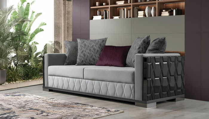 Luksusowa Sofa Trzyosobowa 3 Siedziba Sofy Szary Salon Kanapa Material Design