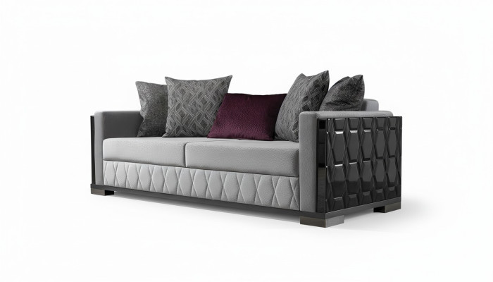 Luksusowa Sofa Trzyosobowa 3 Siedziba Sofy Szary Salon Kanapa Material Design