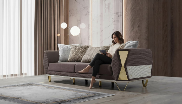 Sofa trzyosobowa 3 Siedziba sofy salon kanapa materiałowa kanapy Meble szare