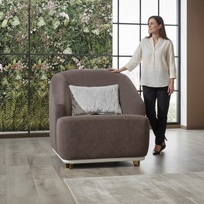 Fotel Sofa Jednoosobowa 1-osobowa Kanapa Salon Meble Metal z Włókienniczy