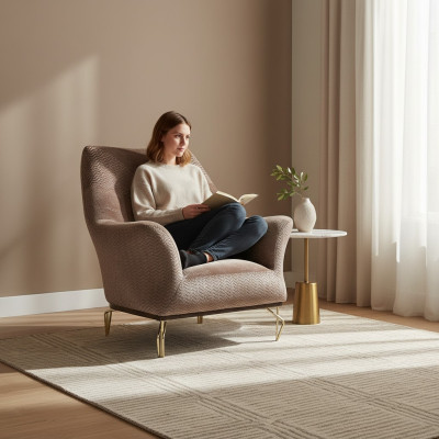 Fotel Design Salon Podkładka Drewno Podkładka Nowoczesny Luksus Brązowy Nowość