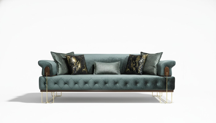 Sofa 3 Siedziba Sofy Siedziba Design Kanapa Trzyosobowa Luxury Metal z Włókienniczy