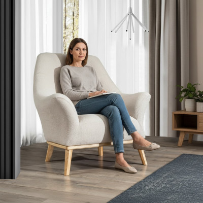 Relaks Club Fotel 1 miejsce siedzące Biały Salon Luxury Design Meble Włókienniczy