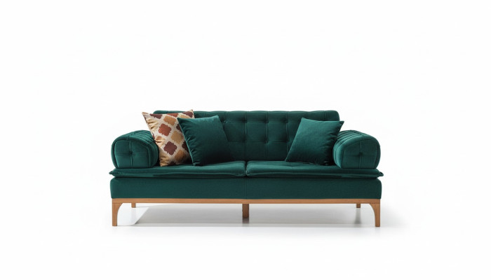 Luksusowa Sofa 3 miejsce do siedzenia Sofy Siedziba Material Design Meble Style Włókienniczy Nowa zieleń
