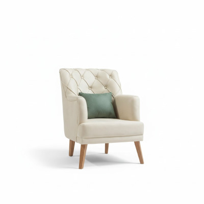 Pokój dzienny Fotel Meble Modern Material Lounge Włókienniczy sztuczna skóra beż