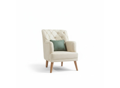 Pokój dzienny Fotel Meble Modern Material Lounge Włókienniczy sztuczna skóra beż
