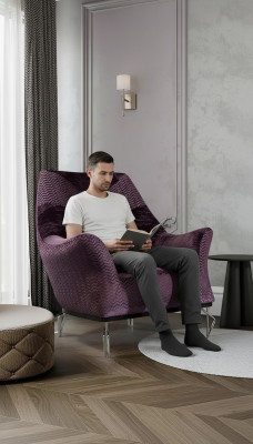 Fotel Single Seater 1Seater Podkładka Siedziba Projektant Siedziba Materiał Modern Purple