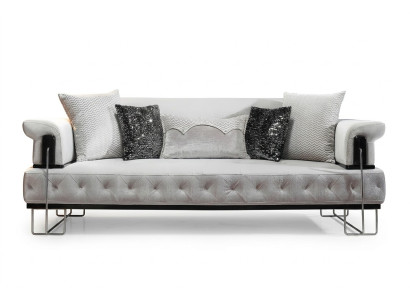 Podkładka Meble sofa trzyosobowa 3 miejsce do siedzenia kanapy Biały Metal z Włókienniczy