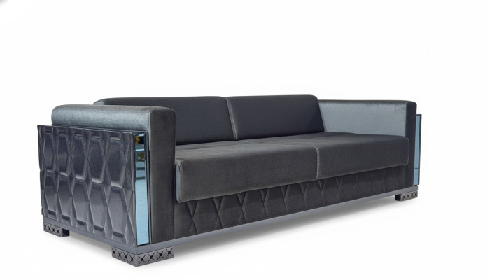 Sofa 3 miejsce do siedzenia Luksusowe Meble Salon Trzyosobowa Szary Metal z Włókienniczy