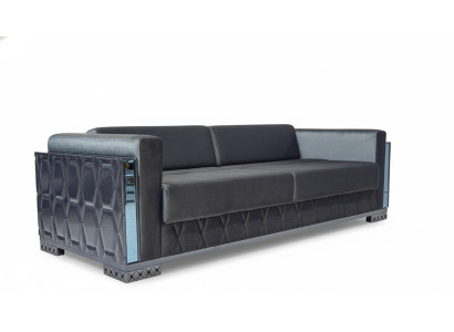 Sofa 3 miejsce do siedzenia Luksusowe Meble Salon Trzyosobowa Szary Metal z Włókienniczy