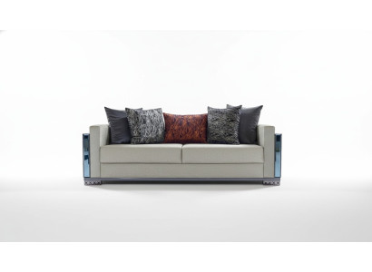 Sofa trzyosobowa luksusowa 3 Sofy Siedziba Siedziba design brown metal z Włókienniczy