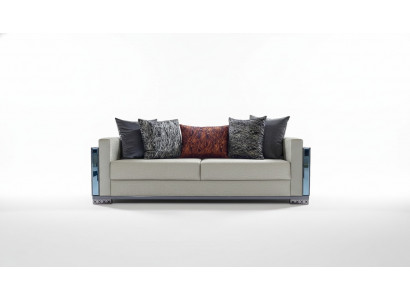 Sofa trzyosobowa luksusowa 3 Sofy Siedziba Siedziba design brown metal z Włókienniczy
