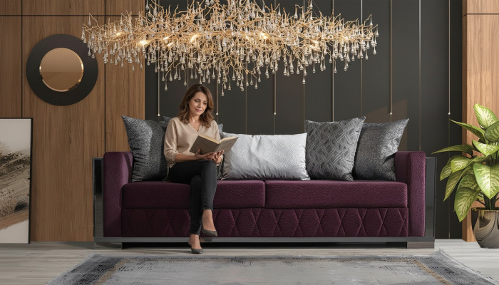 Nowoczesna kanapa Sofy Design Sofa Trzyosobowa Siedziba Burgundowa Sofa 3 miejsce do siedzenia