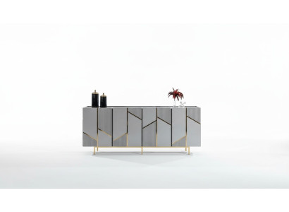 Wohnzimmer Anrichte Konsole Kommode Stil Modern  Holz mit Metall grau