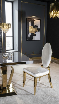 jadalnia Krzesło Biały Luxury Metal z Włókienniczy Krzesła Style Nowoczesny Fotel