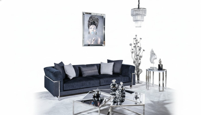 Luksusowa Sofa 3 miejsce do siedzenia Sofy Włókiennicze Couch Design Meble Trzyosobowe Czarny
