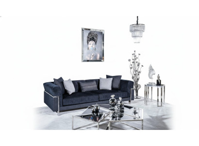 Luksusowa Sofa 3 miejsce do siedzenia Sofy Włókiennicze Couch Design Meble Trzyosobowe Czarny