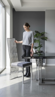 jadalnia Krzesło szary luksus Krzesło Metal z Włókienniczy Krzesła styl Modern
