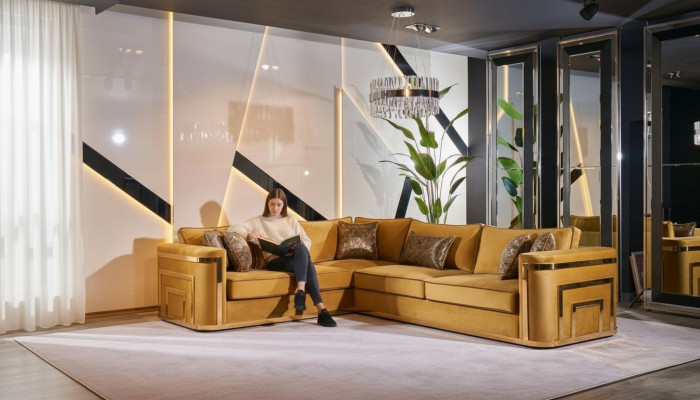 Narożniki Meble Materiał Żywy krajobraz Narożnikowa kanapa Sofa w kształcie litery L Zestaw narożny