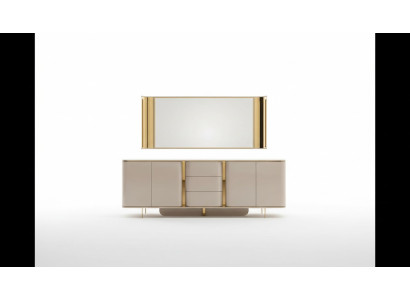 Salon Kredens Lustro materiał Drewno z Metal w stylu Modern Beige