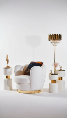 Fotel Design Living Room Podkładka Drewno Włókienniczy Podkładka Modern Luxury