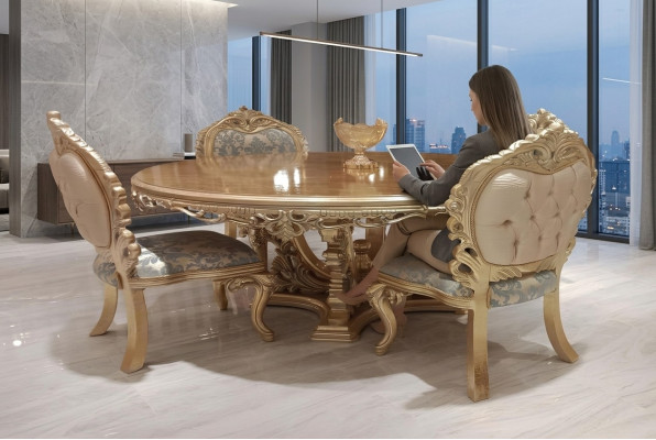 Okrągłe Stół obiadowy stół do jadalni jadalnia stoły Drewno Tabela Baroque Dining Luxury Meble