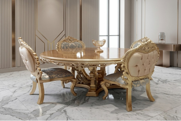 Okrągłe Stół obiadowy stół do jadalni jadalnia stoły Drewno Tabela Baroque Dining Luxury Meble