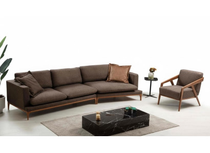 Narożnikowa kanapa Sofa Sofy do Salonu Materiał Luksusowy Narożnik Kształt L Drewno Styl Nowoczesne Meble Nowość