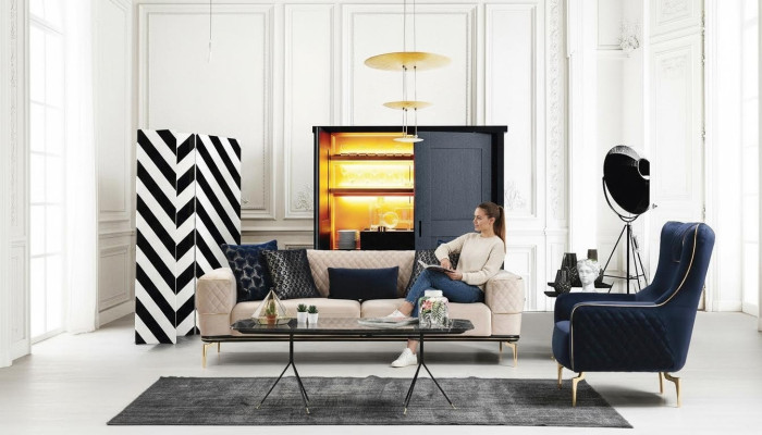 Ustawić zestaw sofowy Sofa Sofy 3+1 miejsce do siedzenia Fotel Materiał Drewno Nowoczesny Poliester