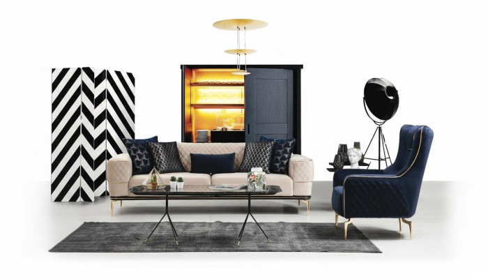 Ustawić zestaw sofowy Sofa Sofy 3+1 miejsce do siedzenia Fotel Materiał Drewno Nowoczesny Poliester