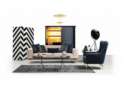 Ustawić zestaw sofowy Sofa Sofy 3+1 miejsce do siedzenia Fotel Materiał Drewno Nowoczesny Poliester