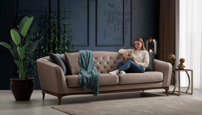 Sofa trzyosobowa 3 miejsce do siedzenia Sofy Luksusowa Kanapa Tapicerowana Materiał Kanapy Meble 230cm