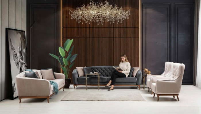 Zestaw sofowy Sofa Luksusowe Sofy Garniur Fotel 4+3+1 miejsce siedzące Nowoczesna 3-częściowa scenografia