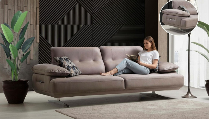 Meble w stylu włoskim Sofa trzyosobowa Podkładka Sofa Luksusowe kanapy Włókienniczy Materiał