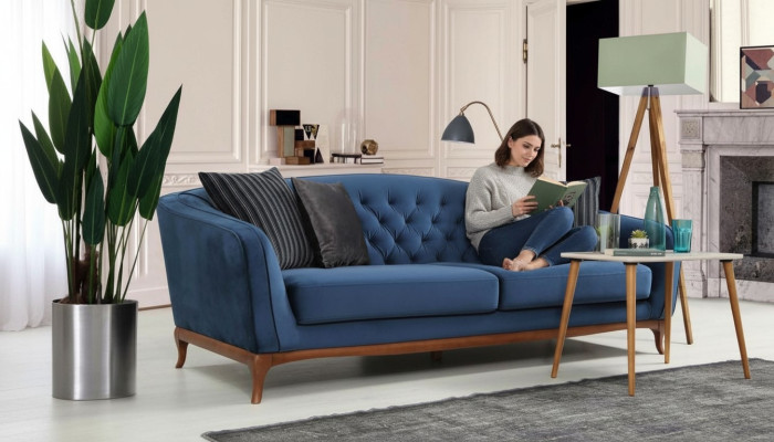 Luksusowa Sofa Projektowana Trzyosobowa Nowoczesna Kanapa Niebieskie Kanapy Meble Podkładka Loft Nowość