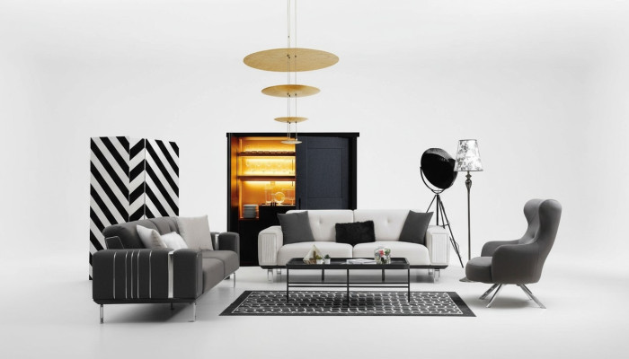 Zestaw sofowy Sofa Luksusowy Zestaw Sof 3+3+1 Siedziba Sofy Fotel Materiał Design Meble Nowość