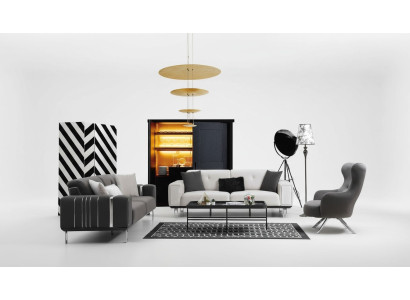 Zestaw sofowy Sofa Luksusowy Zestaw Sof 3+3+1 Siedziba Sofy Fotel Materiał Design Meble Nowość