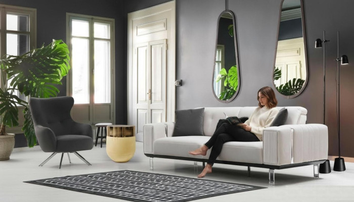 Zestaw sofowy Sofa Luxury 3+1 Siedziba Sofy Fotel Materiał Design Poduszka Siedziska Meble Nowe