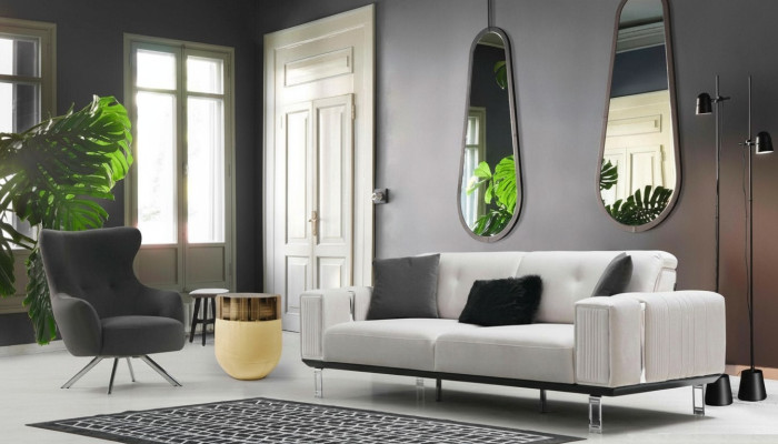 Zestaw sofowy Sofa Luxury 3+1 Siedziba Sofy Fotel Materiał Design Poduszka Siedziska Meble Nowe