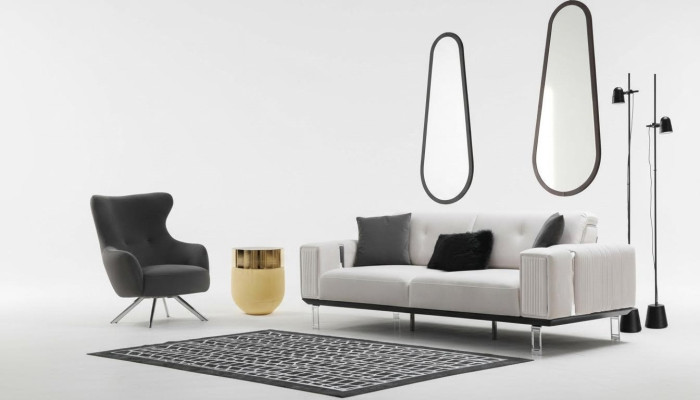 Zestaw sofowy Sofa Luxury 3+1 Siedziba Sofy Fotel Materiał Design Poduszka Siedziska Meble Nowe
